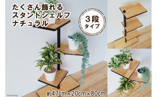 
たくさん飾れるスタンドシェルフ 3段タイプ ナチュラル（天然木/完成品） [新星金属製作所 大阪府 守口市 20940981]
