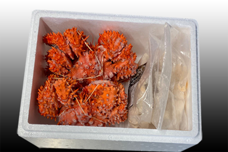 【北海道根室産】花咲かに500g前後～650g前後×2尾、たこ唐揚げ250g×2P C-36075