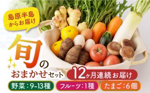 【12か月定期便】野菜9～13種・フルーツ1種・卵6個 旬のおまかせセット 長崎県/舞岳の里 [42ACAC002] 野菜  果物 新鮮 セット 詰め合わせ 詰合せ 定期便 産地 直送 国産 季節の野