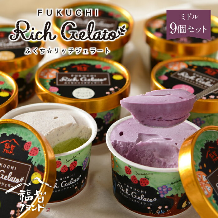 【ふるさと納税】 レビューキャンペーン ふくち☆リッチジェラート　ミドル（9個セット）| ご当地スイーツ 福岡県 福智町 ご当地スイーツ デザート アイス 贈答 ギフト 詰め合わせ お祝い 誕生日プレゼント 冷凍 送料無料 《福智町チャンス》