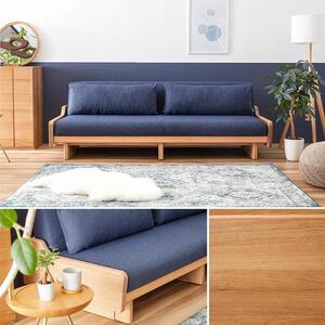 ソファ ソファベッド   幅200  ルイス 200ごろ寝ソファ＜オークブラウン×ネイビー＞【モーブル／大川家具】