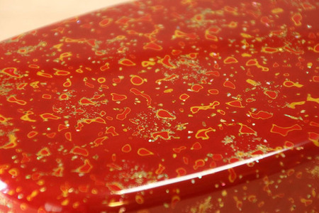 津軽塗 弁当箱 [唐塗 貝蒔 赤々]