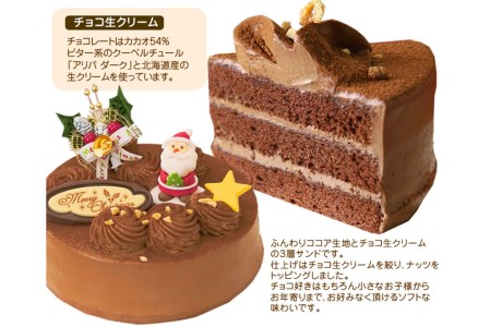 クリスマスケーキ 『生チョコラータ』 5号 口どけなめらか 生 チョコレートケーキ 【お届け予定：12/20～12/24】冷凍発送 北海道 新ひだか町 クリスマスケーキ クリスマスケーキ クリスマスケ