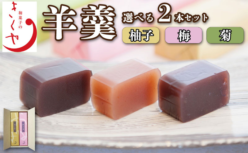 
            和菓子 羊羹 ようかん 2本 選べる 梅 柚子 菊 セット 詰合せ あんこ 餡子 こしあん お菓子 デザート スイーツ 小豆 茶菓子 お茶請け ギフト 贈答 徳島県 吉野川市
          
