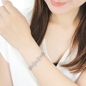 ブレスレット プラチナ Pt900 ダイヤモンド 4.5ct クローバー ドロップ モチーフ テニスブレスレット ゴージャス ダイヤモンドブレス ダイヤブレスレット 腕輪 四つ葉 豪華 レディース 【