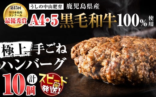 【入金確認後、2週間以内に発送】＜A4・A5等級＞鹿児島県産 黒毛和牛100%使用極上手ごねハンバーグ( 計1.5kg/150g×10個) 黒毛和牛 和牛 ハンバーグ 冷凍ハンバーグ 肉 牛肉 国産 九州産 鹿児島県産 ミンチ 100% 小分け A4 A5 日本一 ランキング 人気 a5-308-2w