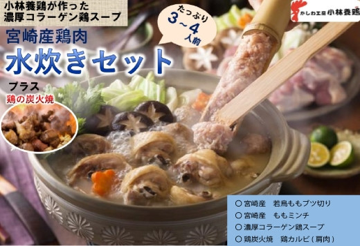 
【テレビで紹介！元祖ざる焼き小林養鶏】新鮮朝挽き県産鶏のコラーゲンたっぷり水炊きセット<3～4人前>（国産 鶏 鶏肉 小分け 人気 鍋 惣菜 水炊き 冷凍 宮崎 小林市）
