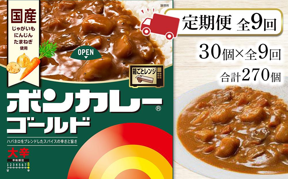 
【定期便 全9回】ボンカレーゴールド（大辛）30個×9回　計270個
