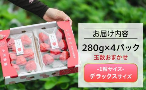 糸島産 完熟あまおう 280g×4パック (デラックスサイズ) 糸島市 / 小河農園 いちご 果物[AJN002]