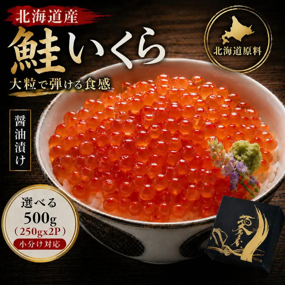 いくら醤油漬け 500g(250g×2P) 北海道 小分け  いくら 化粧箱入