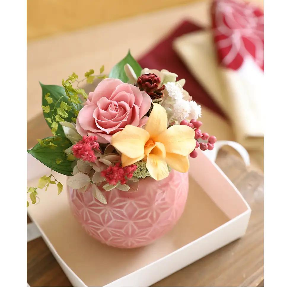プリザーブドフラワー プリフラギフトボックス和風 K抹茶