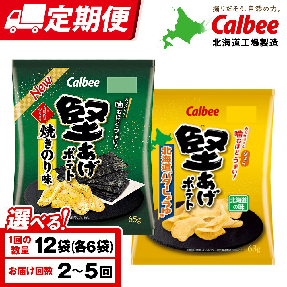 【ふるさと納税】【選べる定期便】堅あげポテト 2種セットC ＜焼きのり・バターしょうゆ＞ 各6袋 カルビー ポテトチップス 《千歳工場製造》スナック お菓子 北海道 千歳 ポテチ ポテトチップス 北海道ふるさと納税 千歳市 ふるさと納税 ギフト ふるさと納税