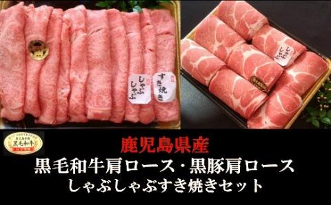 №3037-1 鹿児島県産 黒毛和牛 肩ロース しゃぶ・すき600ｇ　黒豚肩ロースしゃぶすき500ｇ