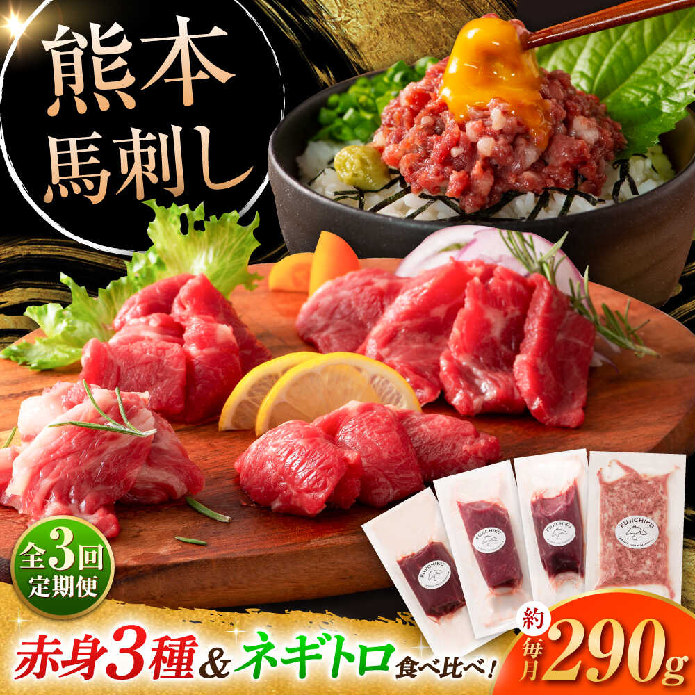 【ふるさと納税】【全3回定期便】【熊本特産】赤身馬刺し3種とネギトロの詰め合わせ 3891 / 熊本県 菊陽町 肉 にく 新鮮 お祝 ギフト 贅沢 誕生日 ご褒美 厳選 馬 うま ばさし 【株式会社フジチク】[BHAD066]