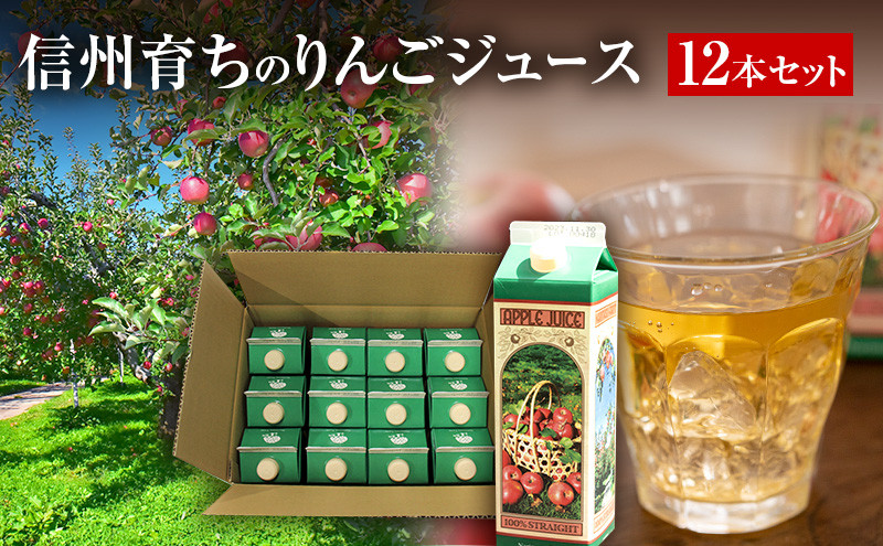 成増農園 信州育ちのりんごストレートジュース　1,000ml×12本 |  ジュース りんご アップルジュース 林檎 アップル 果汁 100% 人気 おすすめ ストレートジュース  飲料 ドリンク 飲み物 ギフト 送料無料 長野県 長野市 信州 信濃 ふるさと納税