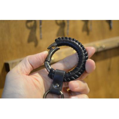 ふるさと納税 大木町 国産ヌメ革のサークルキーリング/ブラック　BK012
