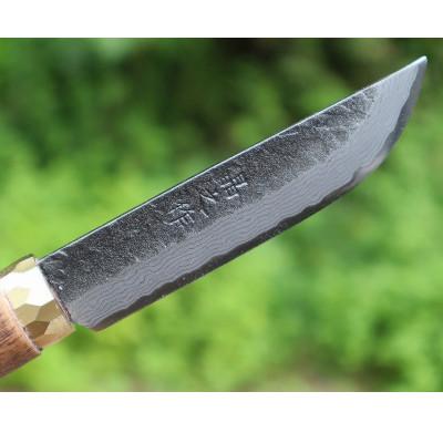 ふるさと納税 南国市 土佐四万十渓流ナイフ105【真鍮丸輪/黒槌目】ダマスカス15層青紙2号鋼 |  | 01