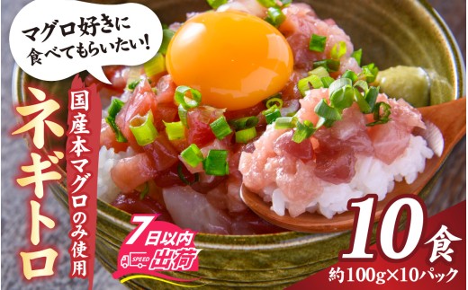 国産本マグロのみを使用した ネギトロ 10パック / 国産 まぐろ ねぎとろ ネギトロ 鮪 マグロ ネギトロ 冷凍 真空パック ねぎとろ ネギトロ 赤身 中トロ 大トロ クロマグロ 本鮪 小分け パック [C-066048]