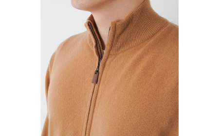 ベビーカシミヤ　フルジップ　メンズ　Mサイズ　【キャメル】 【178004-2】 ｶｼﾐﾔ 天然素材 ｾｰﾀｰ 服 国産 国内製造 ﾍﾞﾋﾞｰｶｼﾐﾔ