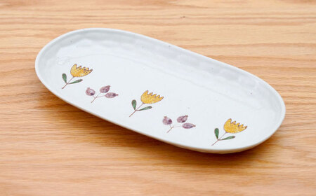 【波佐見焼】軽々楕円皿 チューリップ 2色セット【団陶器】[PB231]