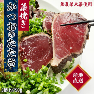 藁焼き かつおのたたき 冷凍 3節 750g（5～6人前）特製タレ ゆず塩 小夏ドレッシング付き 一本釣り 鰹 土佐 送料無料 お中元 お歳暮【R01148】