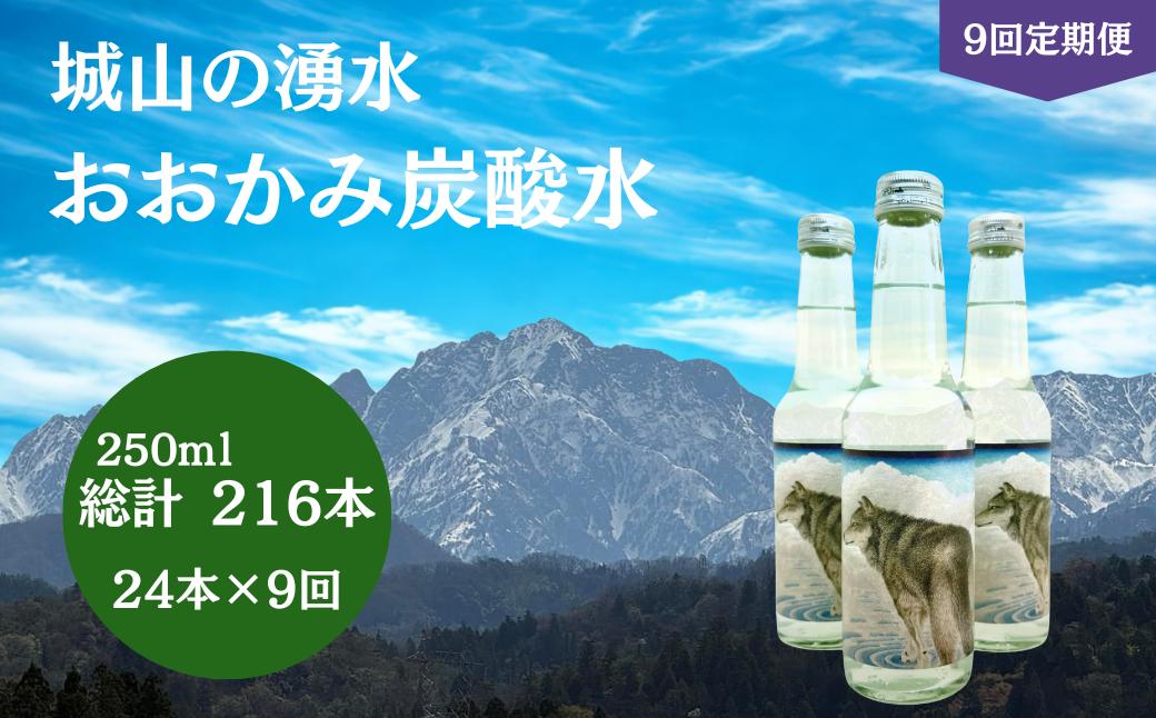 
                  炭酸水 【9回定期便】おおかみ炭酸水 250ml×24本 総計216本 [城山の湧水 富山県 上市町 32280278-r6] 炭酸水 タンサンスイ たんさんすい 湧水 湧き水 スパークリングウォーター 軟水 長期保存
                