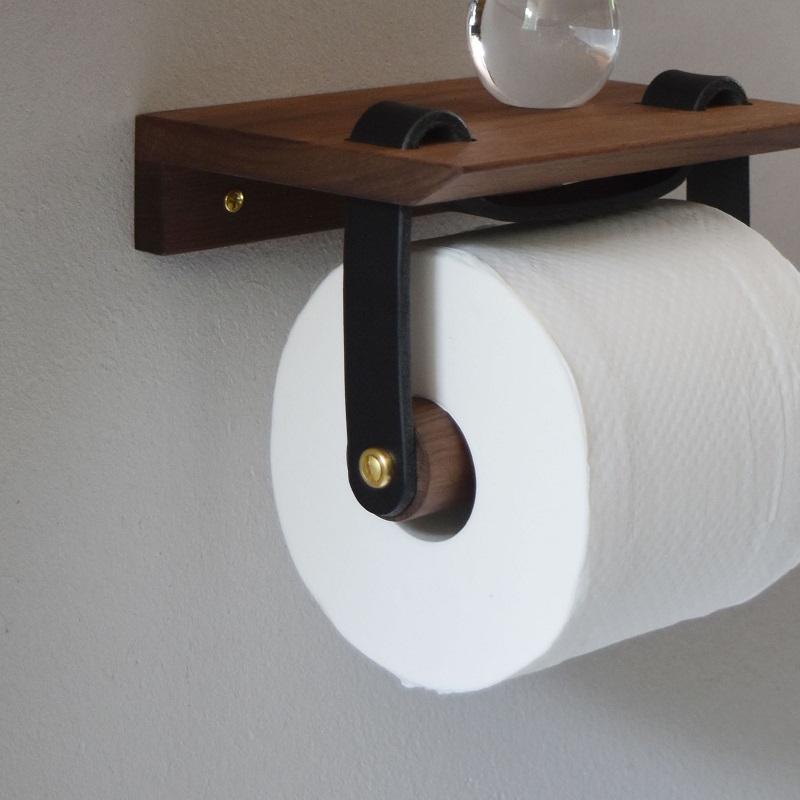 Teha’amana Toilet paper holder テハマナ トイレットペーパーホルダー ウォールナット ブラック 革 皮 雑貨 おしゃれ レザー 本革 こだわりの逸品 地域特産品 ギフト