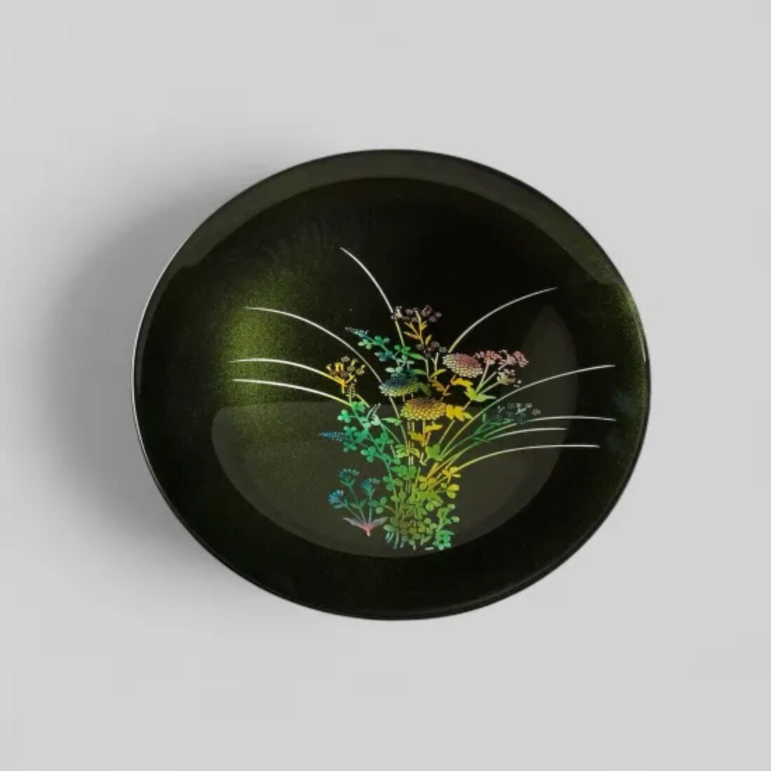 丸小皿 秋草 梨地グリーン ［NF155］ 303446_CU90073VC02