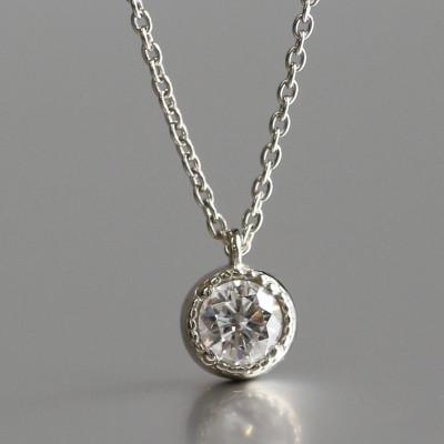 ふるさと納税 大津市 プラチナ900【0.2ct ラボダイヤモンドネックレス】ミルグレイン 未来の輝き 一粒ペンダント