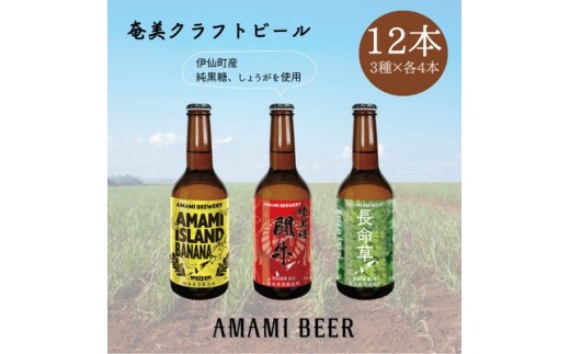 奄美クラフトビール　3種〈純黒糖・長命草・島ばなな〉330ml　各4本　計12本