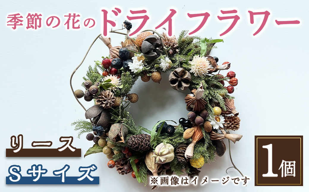 季節の花のドライフラワー　リース Sサイズ
