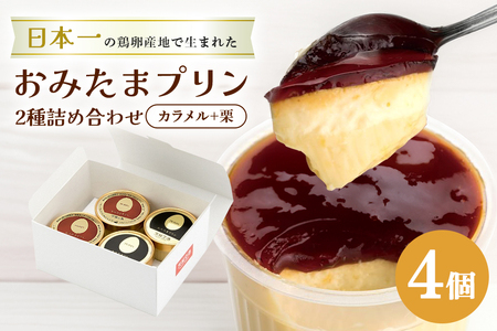 おみたまプリン2種詰合せ 4個入り カラメル＆栗 白箱 プリン 国産 茨城 8-S