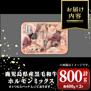 国産 黒毛和牛 ミックスホルモン 牛ホルモン 合計800g 牛肉【新村畜産】P01001