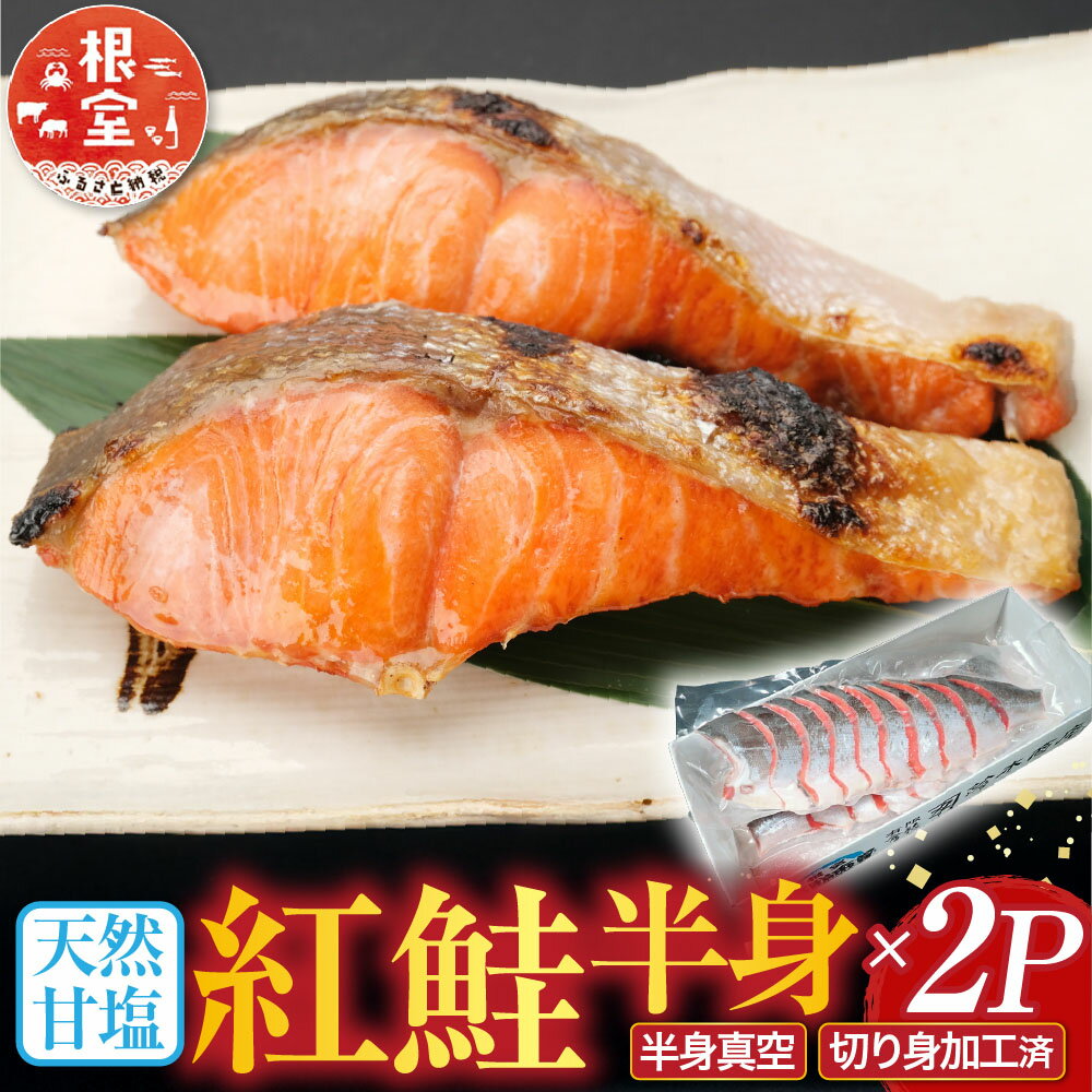 【ふるさと納税】 根室海鮮市場 ＜直送＞ 天然甘塩紅鮭半身 ( 半身真空・切り身加工済 ) × 2P 鮭 さけ サケ しゃけ シャケ 魚 さかな サカナ 紅ざけ 紅ザケ べにざけ ベニザケ お取り寄せ グルメ 海鮮 北海道 根室市 A-28074