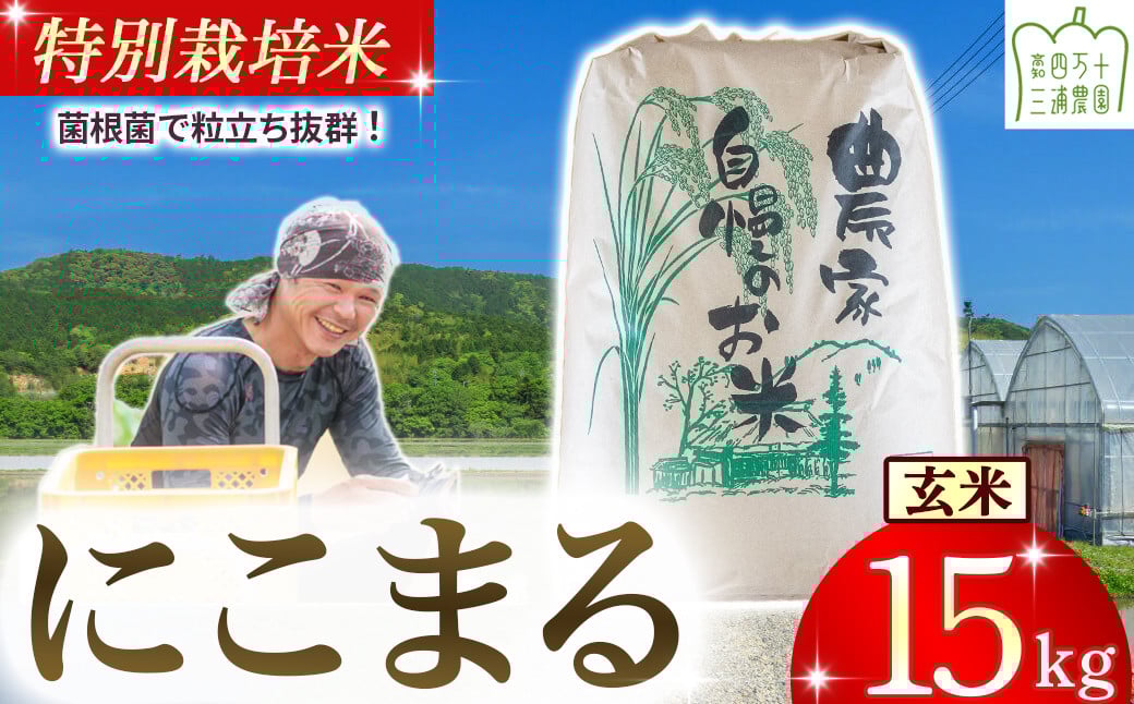 
            【新米予約】 四万十清流育ち！三浦さんの玄米 15kg 菌の力で美味しさUP 特別栽培米 ／Fms-18 玄米 にこまる 特別栽培米 米 お米
          