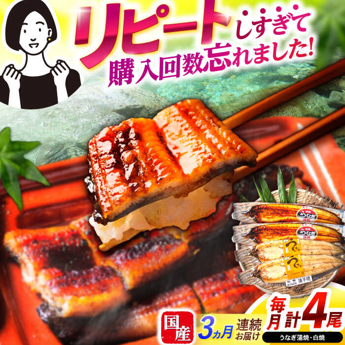 【ふるさと納税】【3回定期便】【諫早淡水】うなぎ蒲焼2尾＆白焼き2尾セット / うなぎ 蒲焼 白焼き 詰め合わせ セット / 諫早市 / 諫早淡水[AHAT027]