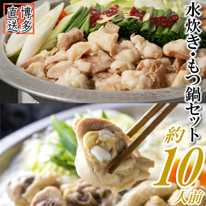 【ふるさと納税】博多名物もつ鍋と水炊きの豪華セット（約10人前）【もつ鍋・醤油味】【水炊き】 .AB367