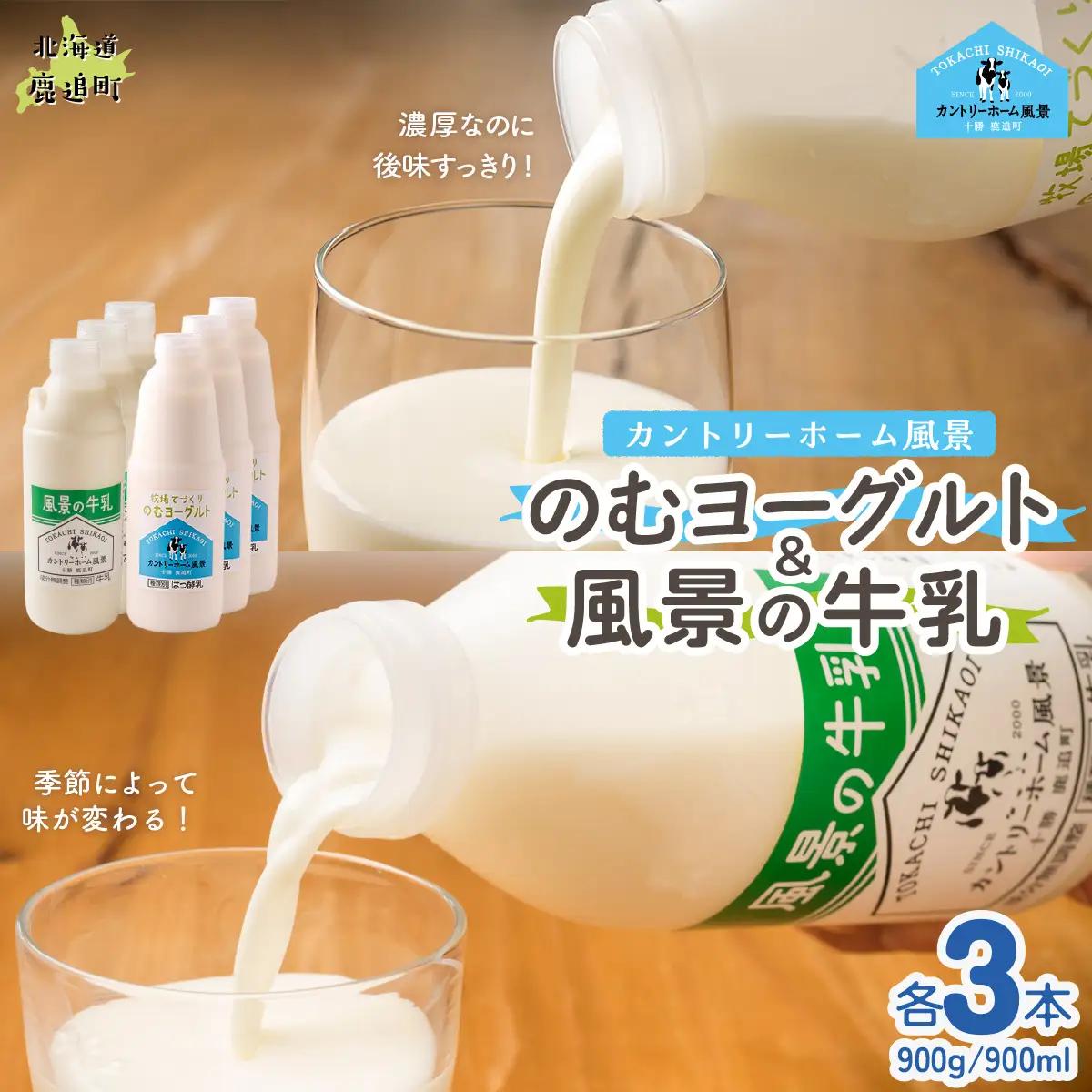 のむヨーグルト900g 風景の牛乳900ml 各3本 SKB099