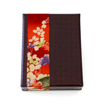 ふるさと納税 海南市 柿渋塗　四つ目箱　はがきサイズ　こげ茶布付