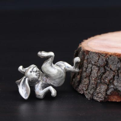 ふるさと納税 市川三郷町 【縄文アクセサリーDo_goods】シルバー925製 鳥獣戯画 うさぎのペンダント中 700-212