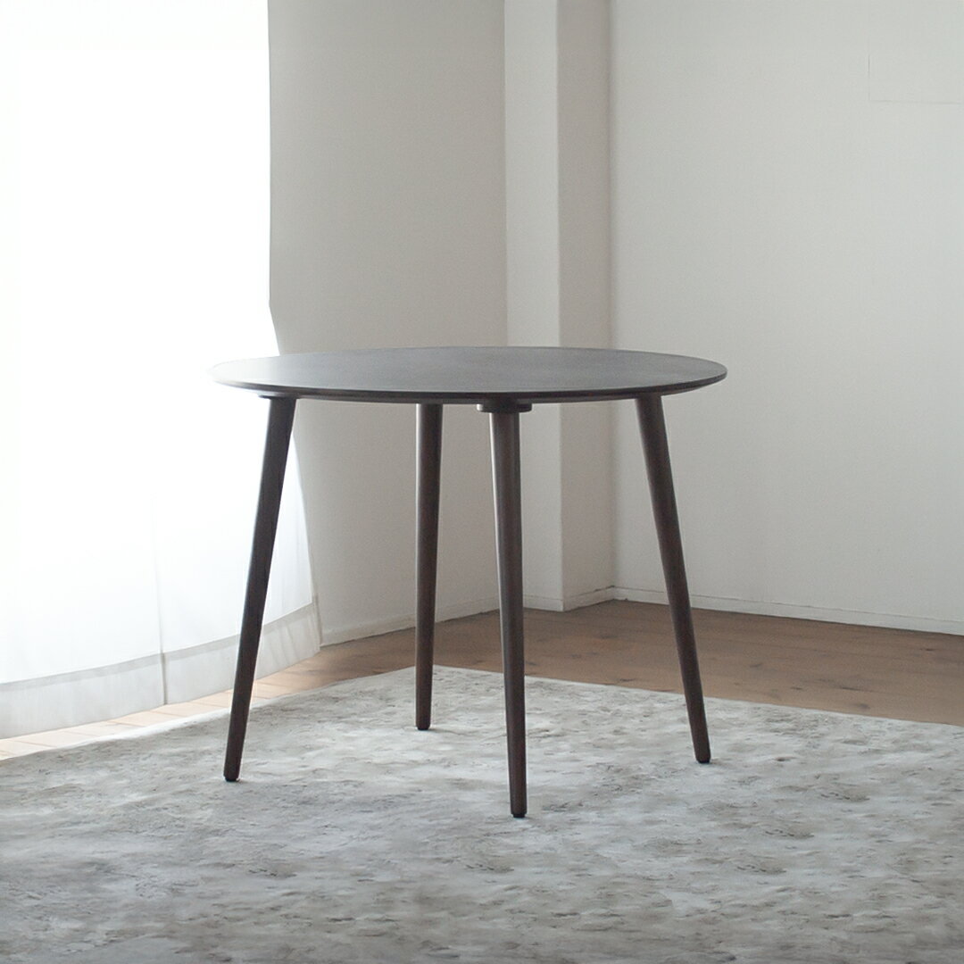 【ふるさと納税】＜選べるサイズ＞モルタル調メラミン材のラウンドダイニング 70cm / 80cm / 90cm 木部ウォルナット色 ダイニングテーブル メラミン化粧板 耐久性 耐熱性 円卓 丸テーブル テーブル 机 丸型 食卓 家具 インテリア 福岡県 柳川市 送料無料