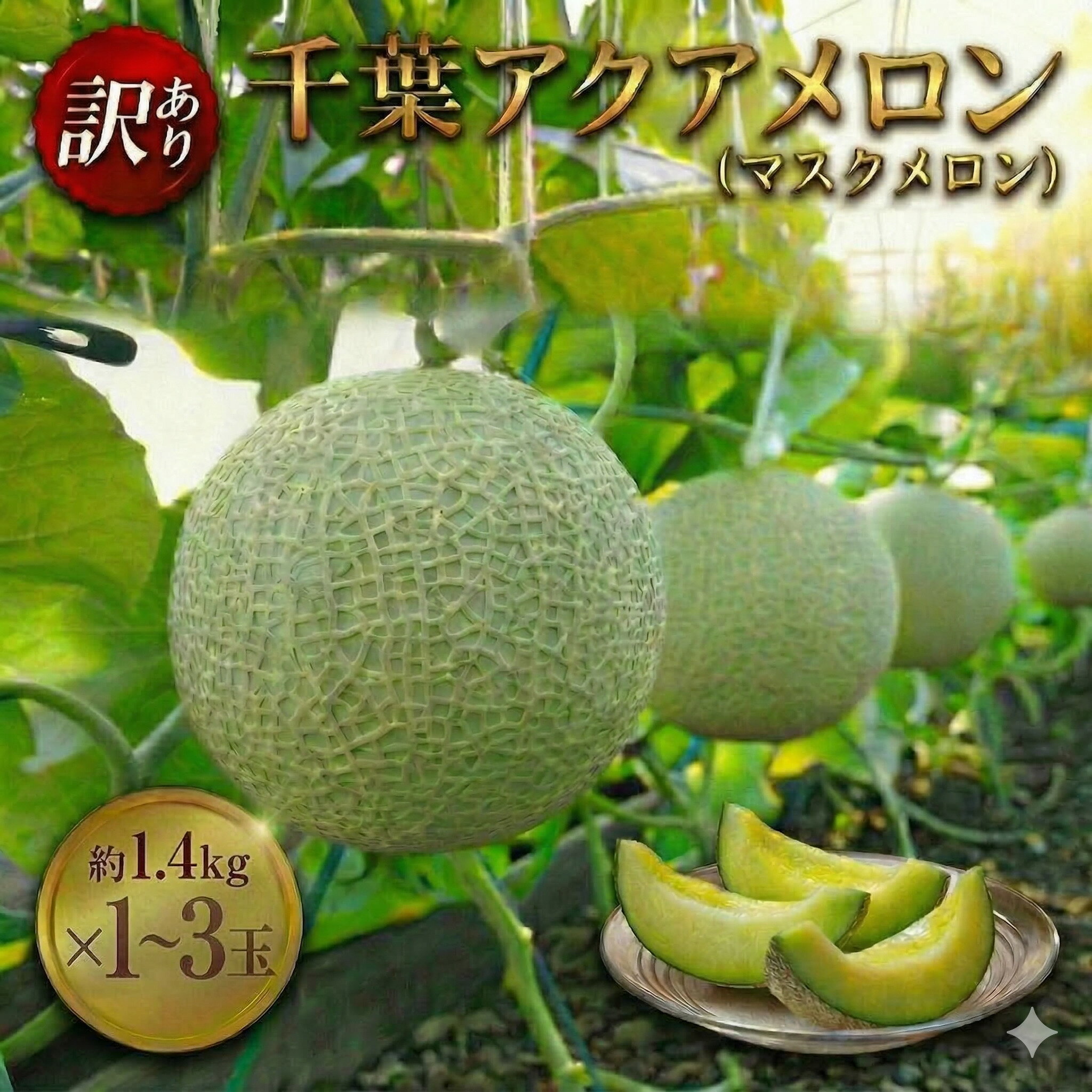 【ふるさと納税】訳あり 千葉 アクアメロン 約1.4kg（ L玉 ） × 1玉~3玉 メロン めろん マスクメロン ますくめろん くだもの フルーツ ふるーつ L玉 Lサイズ 大玉 甘い 温室メロン ジューシー 訳あり デザート 高糖度 アールスメロン 戸田メロン 千葉県 東金