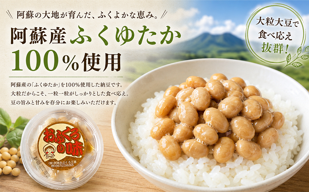 【銀賞受賞】【定期便全6回】阿蘇産大豆100％ 納豆【30g×30個入り 小分け おふくろ工房 大粒大豆 健康 健康志向 美容 美活 イソフラボン ふくゆたか たれ付 手作り おふくろの味 冷凍 熊本