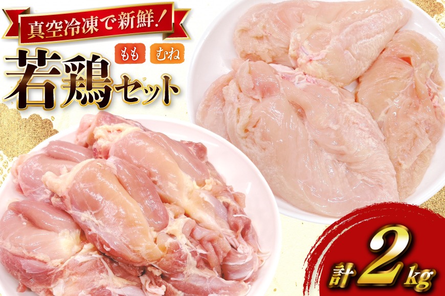鶏肉 セット 宮崎県産 若鶏 もも身 むね身 各 1kg 計2kg セット [TRINITY 宮崎県 日向市 452061340] 業務用 とり肉 もも もも肉 モモ モモ肉 鶏肉もも むね肉 むね ムネ肉 胸 宮崎 詰め合わせ 冷凍 肉