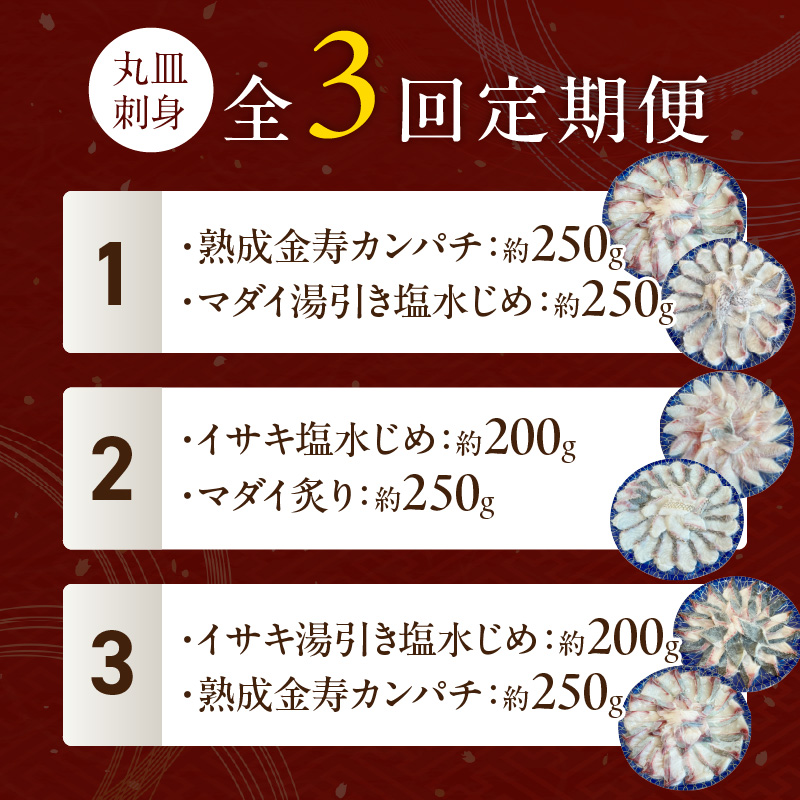【3ヶ月定期便】(冷凍)解凍するだけで食卓へ！生産者が一手間加えた丸皿刺身 N015-YD0238