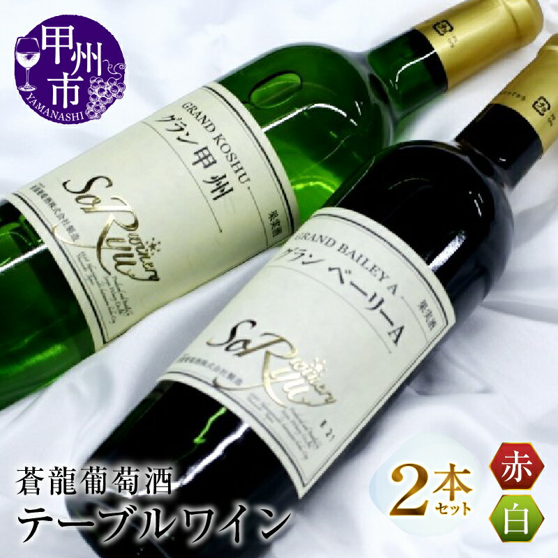 【ふるさと納税】 ワイン 赤 白 2本 セット 蒼龍葡萄酒 テーブルワイン ライトボディ 辛口 甲州 日本ワイン グランベーリーA グラン甲州 山梨県 甲州市 勝沼 ワイナリー 銘柄指定 (MG)【B12-660】