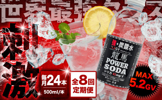 【全8回定期便】龍馬POWER SODA 500ml×24本 計192本 日田市 / 日本ビール株式会社 炭酸水 水 飲料水 みず[ARER008]