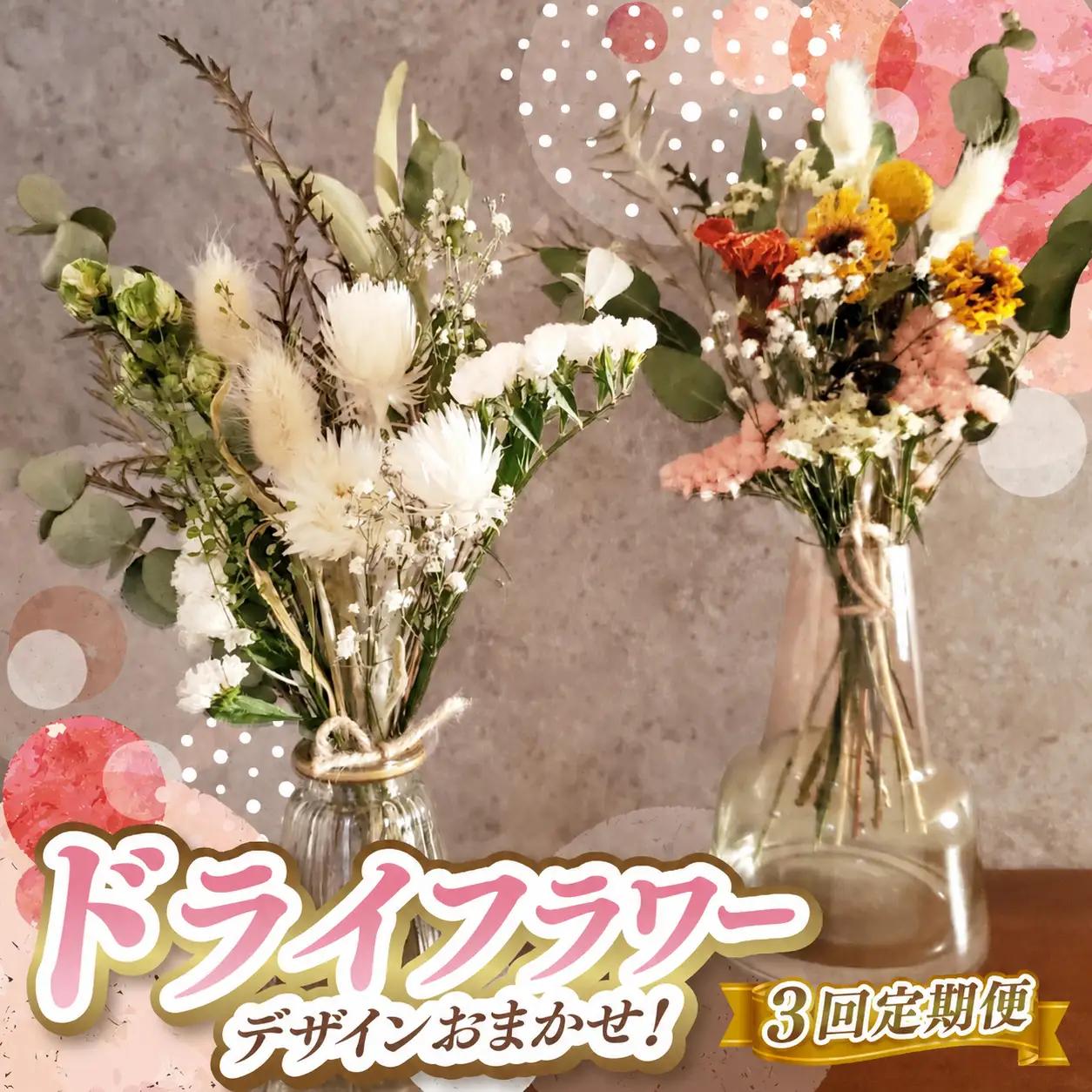 3か月 定期便 デザイン おまかせ ドライフラワー | お花 長さ約18㎝～約20㎝ 10本～ リトルシード