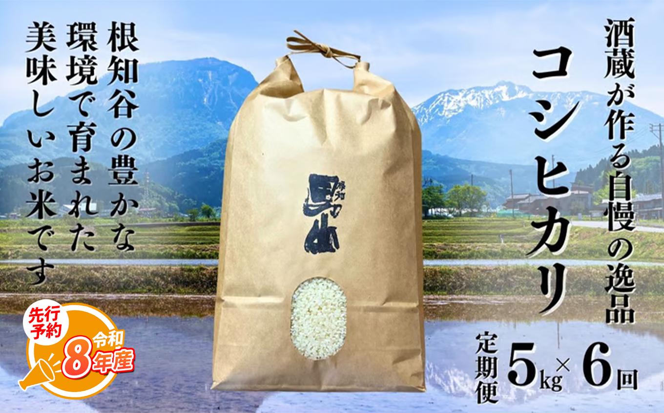 
                  【選べる初回発送時期】【先行予約】令和8年産新米【定期便】新潟県糸魚川産コシヒカリ 5kg×6ヶ月 計30kg 2026年産 根知男山の酒蔵が作る自慢の逸品【米 お米 白米 こめ コメ ご飯 ライス ふるさと納税米 ブランド米 こしひかり 新潟県 糸魚川 2026年 食品 人気 おすすめ 5キロ 渡辺酒造店 減農薬 6回 6か月 毎月お届け】
                