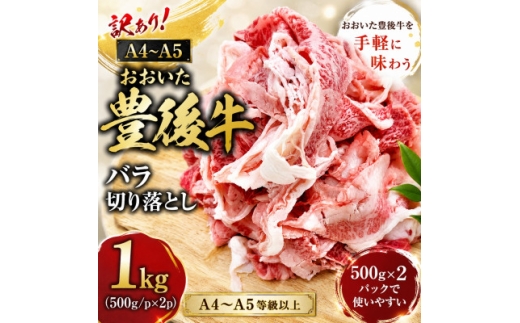 訳あり!＜A4～A5＞おおいた豊後牛バラ切り落とし 1kg(500g×2p)【1764392】